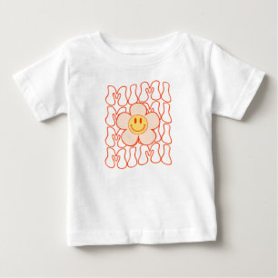 T-shirt Pour Bébé Super Mimi Joyeux Visage Sourire mignon Daisy Flow
