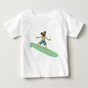 T-shirt Pour Bébé Surfer de Longboard de chien de carlin