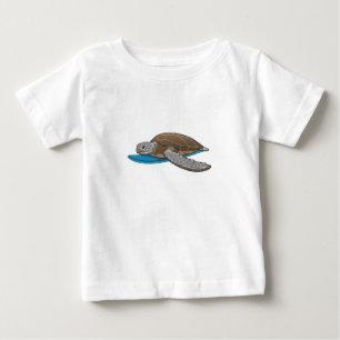T-shirt Pour Bébé Surfer sur tortue