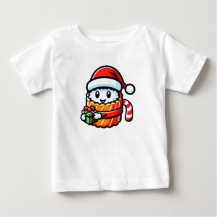 T-shirt Pour Bébé Sushi de Noël - Mignonne Conception de caricature