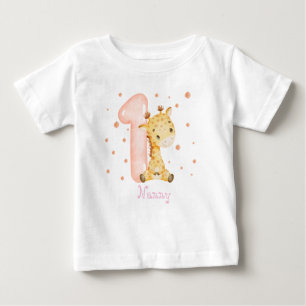 T-shirt Pour Bébé Sweet Baby Giraffe Girl Premier anniversaire