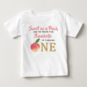 T-shirt Pour Bébé Sweet Peach Girls 1er anniversaire