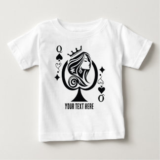 T-shirt Pour Bébé Symbole de carte à jouer reine de pique avec éléga