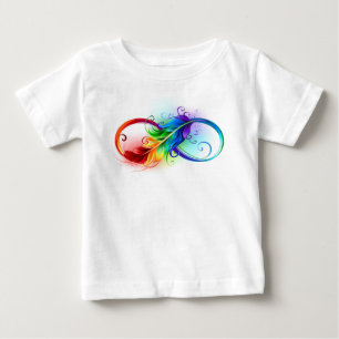 T-shirt Pour Bébé Symbole d'infini avec plume arc-en-ciel