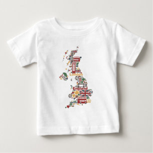 T-shirt Pour Bébé Symboles de carte de l'Angleterre