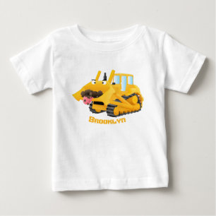 T-shirt Pour Bébé Sympa joli caractère de dessin animé au bulldozer 