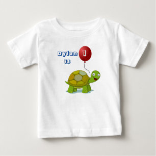 T-shirt Pour Bébé T-Shirt Anniversaire Bébé Tortue et Ballon Rouge