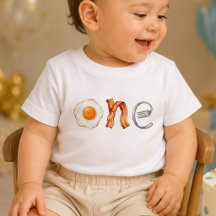 T-Shirt Bébé 1er Anniversaire Bacon et Œuf