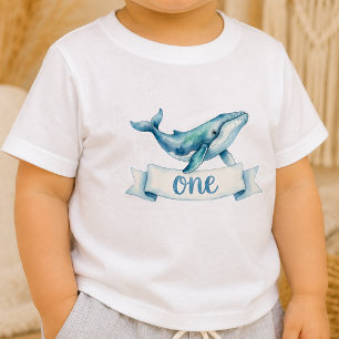 T-shirt Pour Bébé T-shirt bébé 1er anniversaire Baleine Bleue