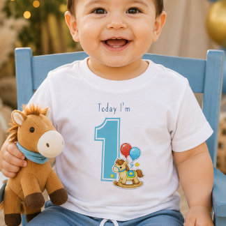 T-shirt Pour Bébé T-shirt Bébé 'Aujourd'hui j'ai un an' | Bleu