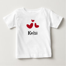 T-shirt bébé blanc minimaliste avec des cœurs roug