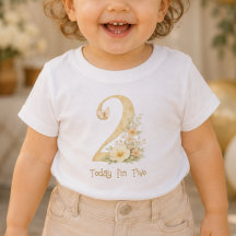 T-Shirt Bébé Fleur Beige Deuxième Anniversaire