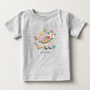 T-shirt Pour Bébé T-shirt bébé Little Bird Leaves Flowers rose