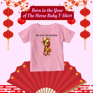 T-shirt Pour Bébé T-shirt bébé Né dans l'Année du Cheval