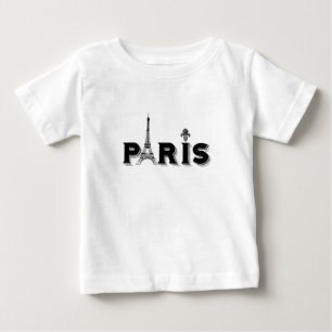 T-shirt Pour Bébé T-shirt bébé noir et blanc vintage-Paris