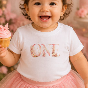 T-shirt Pour Bébé T-Shirt Bébé Premier Anniversaire Rose Floral