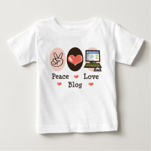 T-shirt Pour Bébé T-shirt de douille de bébé de blog d'amour de paix