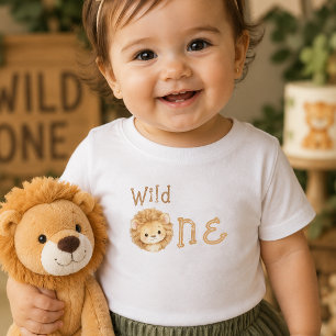 T-shirt Pour Bébé T-Shirt Lion Wild One Premier Anniversaire Bébé Fi