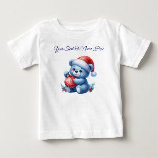 T-shirt Pour Bébé T-Shirt-Personnalisé Bleu Jersey de Noël Bébé