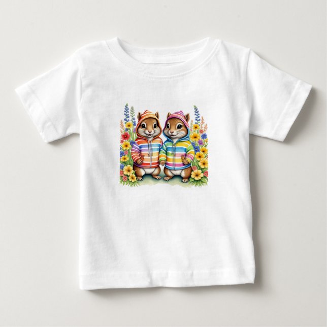 T-shirt Pour Bébé Tamias arc-en-ciel (Devant)