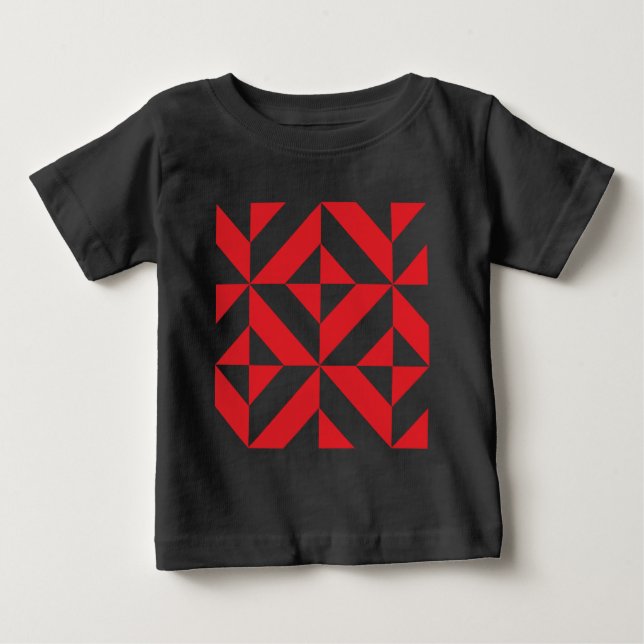 T-shirt Pour Bébé Tchry Red Geometric Deco Cube Pattern (Devant)