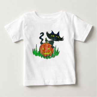 T-shirt Pour Bébé Tee - shirt pour bébé - Halloween Kitty et Citroui