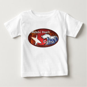 T-shirt Pour Bébé Tête d'art de baby surfer de Waikiki Beach Oahu Ha