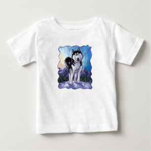 T-shirt Pour Bébé Têtes Husky et Queues