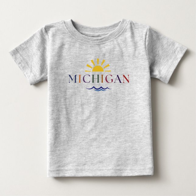 T-shirt Pour Bébé Texte Arc-en-ciel de l'enfant Michigan Tee (Devant)