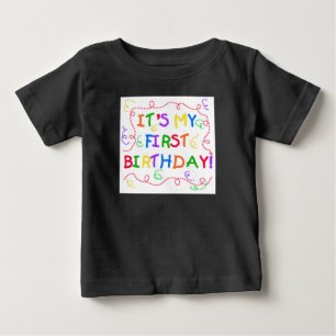 T-shirt Pour Bébé Texte coloré c'est mon premier anniversaire