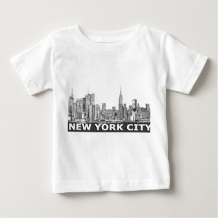 T-shirt Pour Bébé Texte monochrome d'horizon de NYC