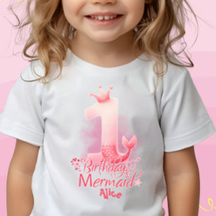 T-shirt Pour Bébé Thème Sirène Fille 1er Anniversaire Personnalisé