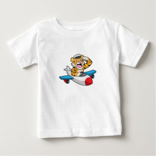 T-shirt Pour Bébé Tiger comme pilote dans l'avion
