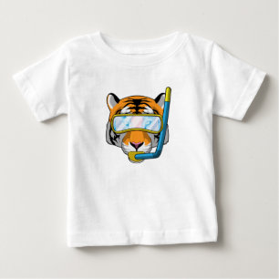 T-shirt Pour Bébé Tiger comme plongeur avec tuba