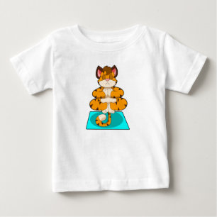 T-shirt Pour Bébé Tigre au Yoga sur tapis de Yoga