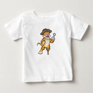 T-shirt Pour Bébé Tigre comme pirate avec jambe en bois et main croc