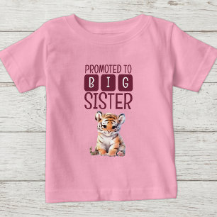 T-shirt Pour Bébé Tigre mignon grande sœur rose