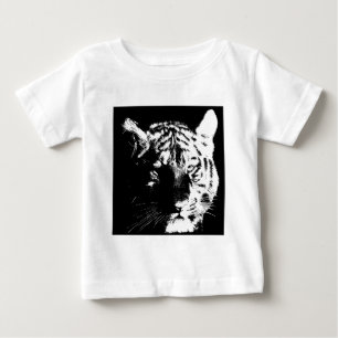 T-shirt Pour Bébé Tigre noir et blanc Pop Art