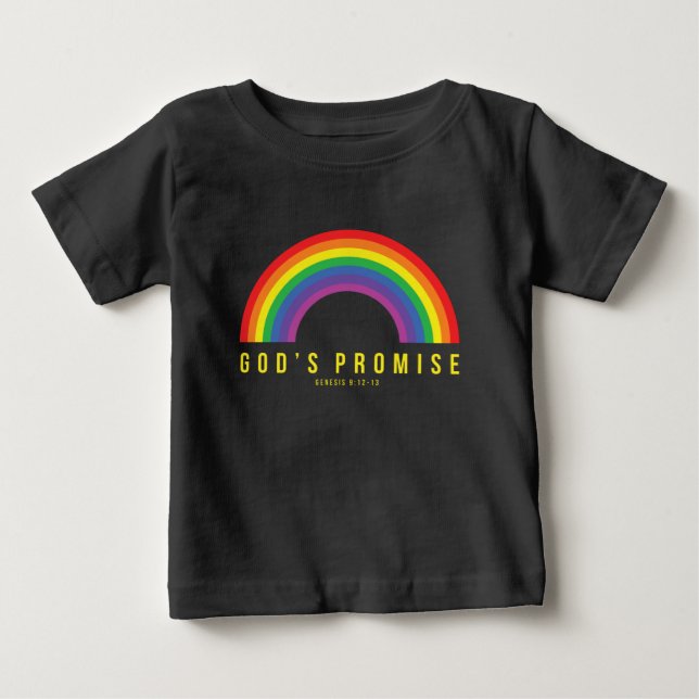 T-shirt Pour Bébé Toddler Black Tee Rainbow La promesse de Dieu  (Devant)