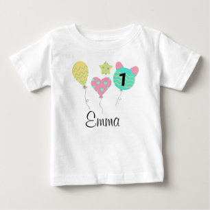 T-shirt Pour Bébé TON DESIGN/Nom Premier anniversaire de ballons aér