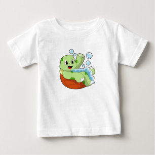 T-shirt Pour Bébé Tortue à la baignade avec mousse