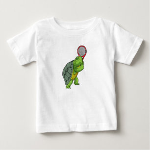T-shirt Pour Bébé Tortue au Tennis avec raquette de tennis