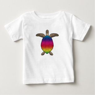 T-shirt Pour Bébé Tortue aux couleurs arc-en-ciel