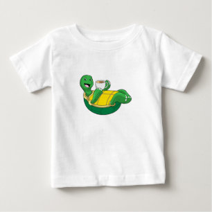 T-shirt Pour Bébé Tortue avec tasse de café