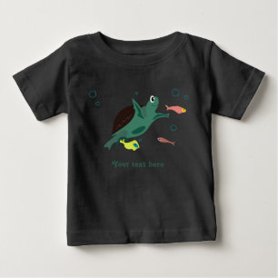 T-shirt Pour Bébé Tortue de mer mignonne sous l'art marin