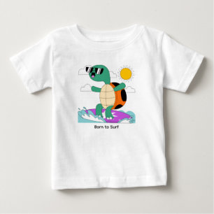 T-shirt Pour Bébé Tortue de surf cool avec lunettes de soleil