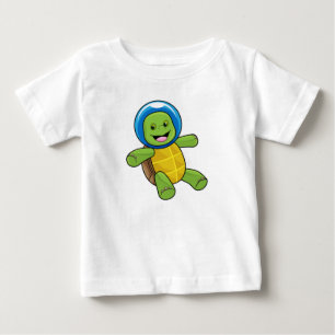 T-shirt Pour Bébé Tortue en astronaute avec boule de verre