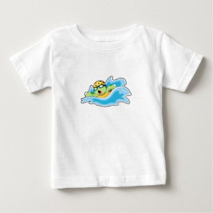 T-shirt Pour Bébé Tortue en nage dans l'eau