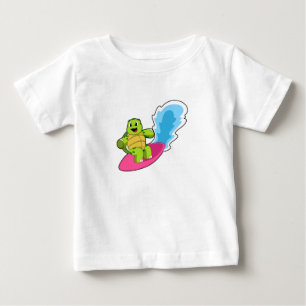 T-shirt Pour Bébé Tortue surfeur avec Surfer