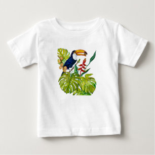 T-shirt Pour Bébé Toucan Coloré Aquarelle Oiseau Tropical